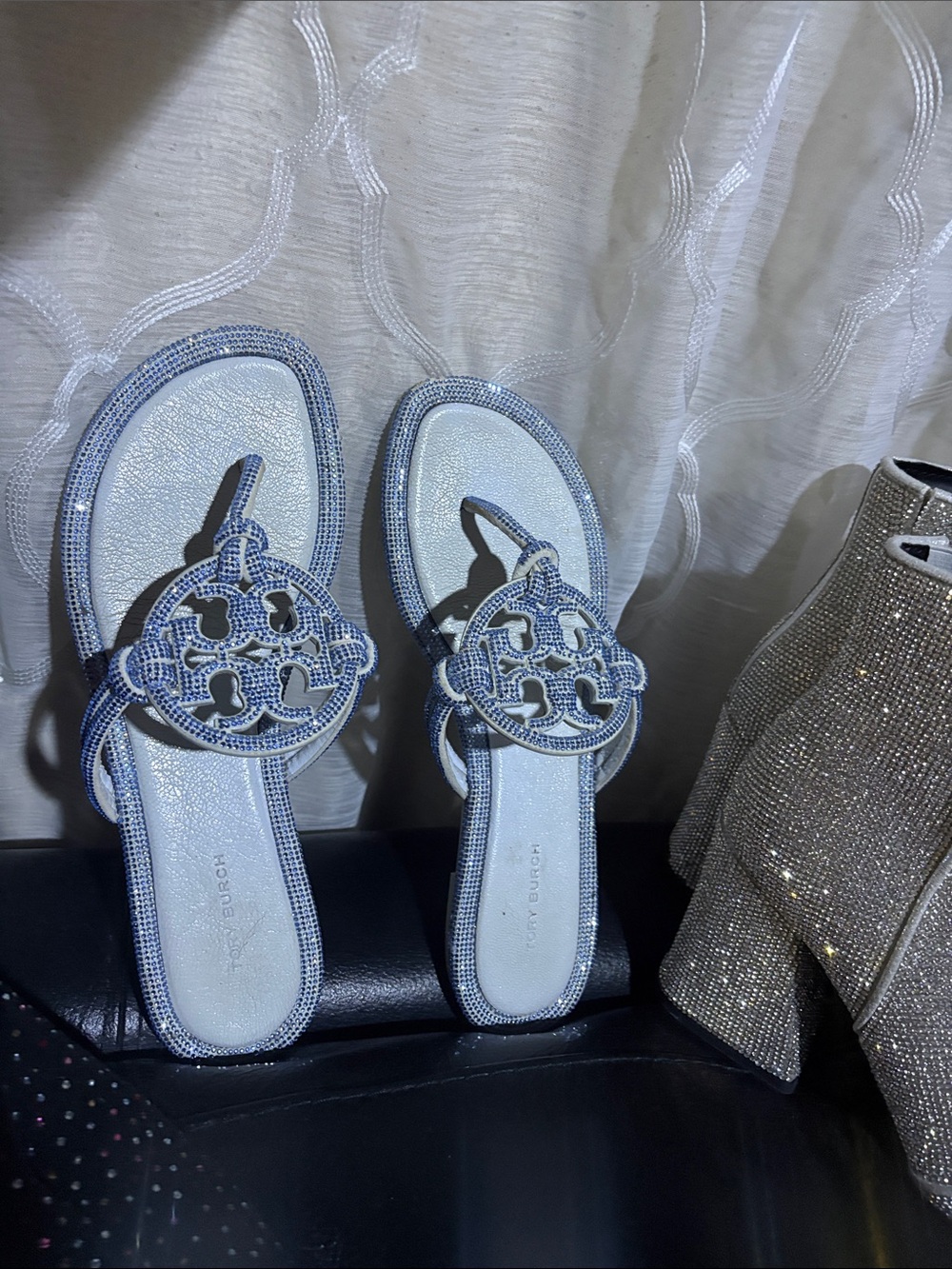 Tory Burch MILLER PAVÉ KNOTTED SANDAL- crystal Baby blue 💎Ju Ju Ice - Picture 5 of 12